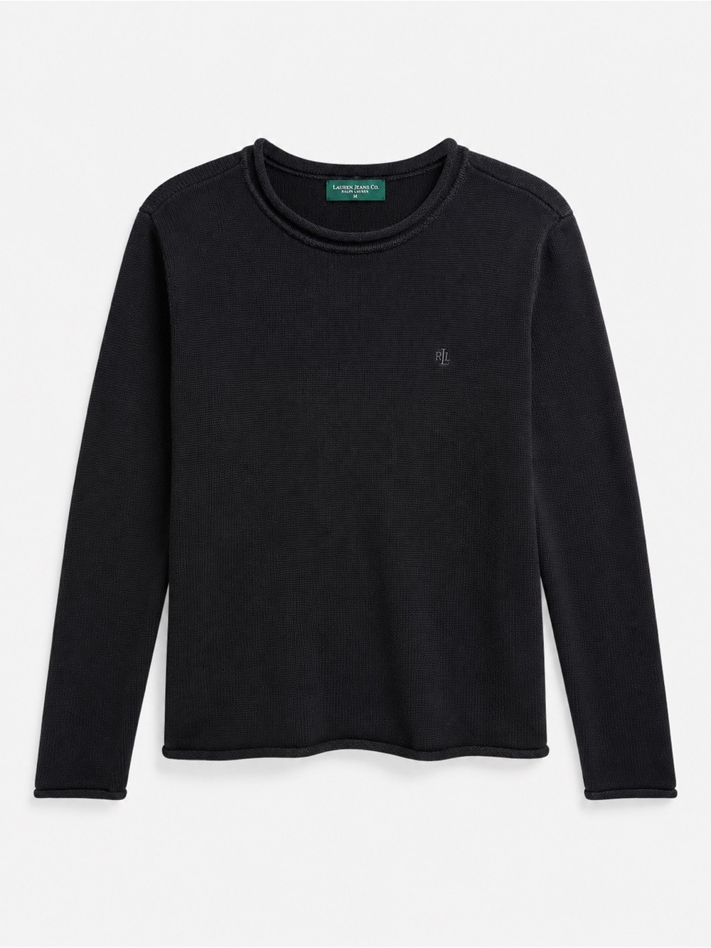 Lauren Jeans Co Ralph Lauren Black Cotton Knit Sweater Women’s Small Minimalist